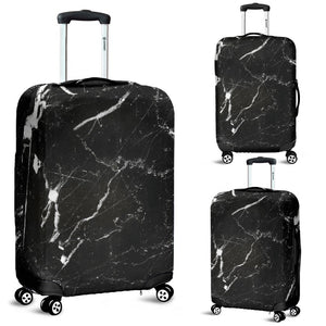 Black White Scratch Marble Print Luggage Cover GearFrost