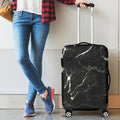 Black White Scratch Marble Print Luggage Cover