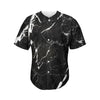 Black White Scratch Marble Print Men's Baseball Jersey