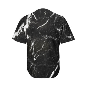 Black White Scratch Marble Print Men's Baseball Jersey