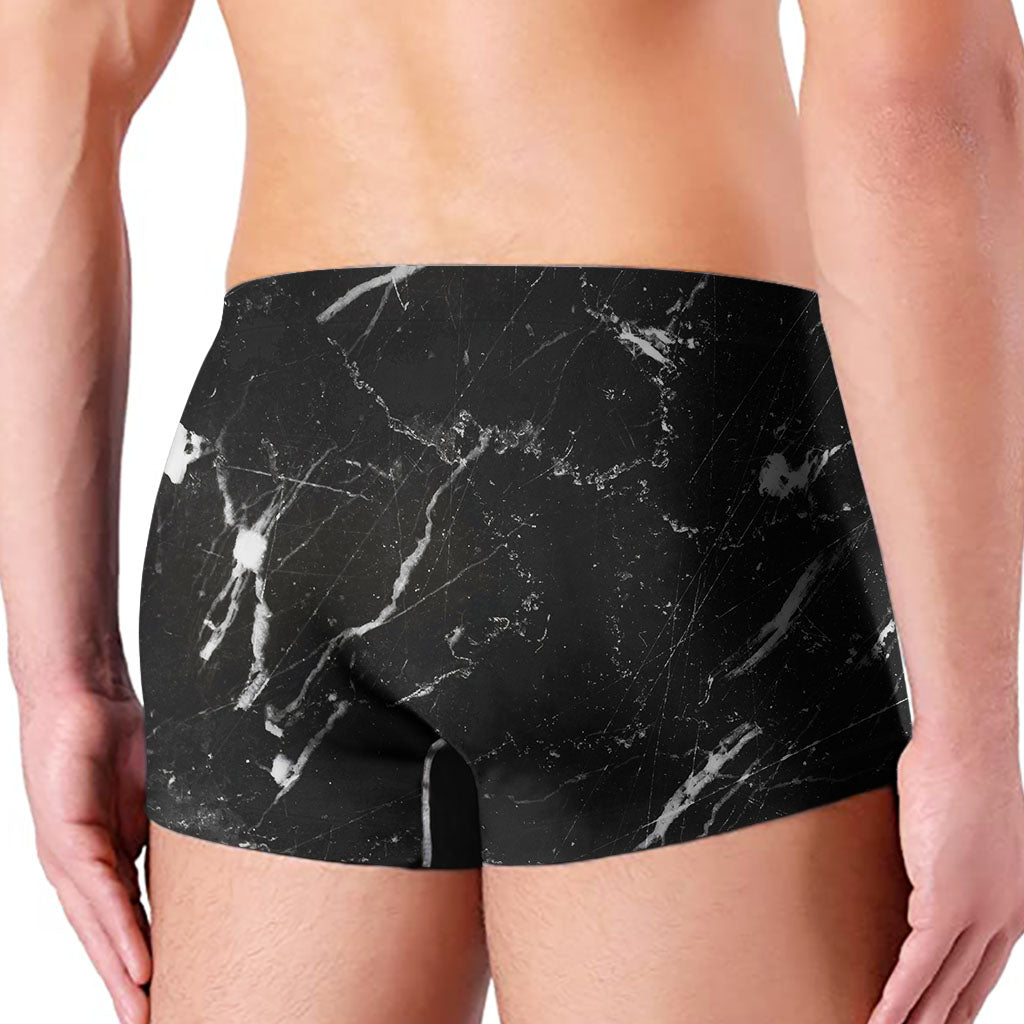 Black White Scratch Marble Print Men's Boxer Briefs