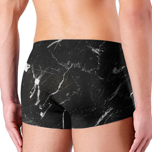 Black White Scratch Marble Print Men's Boxer Briefs