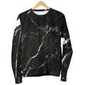 Black White Scratch Marble Print Men's Crewneck Sweatshirt