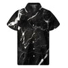 Black White Scratch Marble Print Men's Short Sleeve Shirt