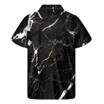 Black White Scratch Marble Print Men's Short Sleeve Shirt