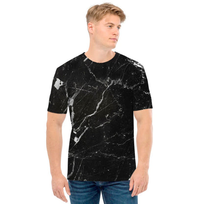 Black White Scratch Marble Print Men's T-Shirt