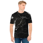 Black White Scratch Marble Print Men's T-Shirt