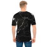 Black White Scratch Marble Print Men's T-Shirt