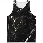 Black White Scratch Marble Print Men's Tank Top