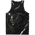 Black White Scratch Marble Print Men's Tank Top