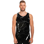 Black White Scratch Marble Print Men's Tank Top