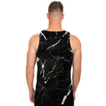 Black White Scratch Marble Print Men's Tank Top