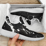 Black White Scratch Marble Print Mesh Knit Shoes GearFrost