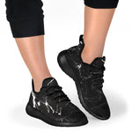 Black White Scratch Marble Print Mesh Knit Shoes GearFrost