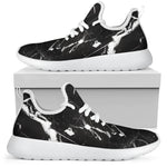 Black White Scratch Marble Print Mesh Knit Shoes GearFrost