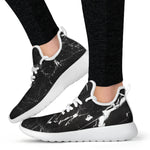 Black White Scratch Marble Print Mesh Knit Shoes GearFrost