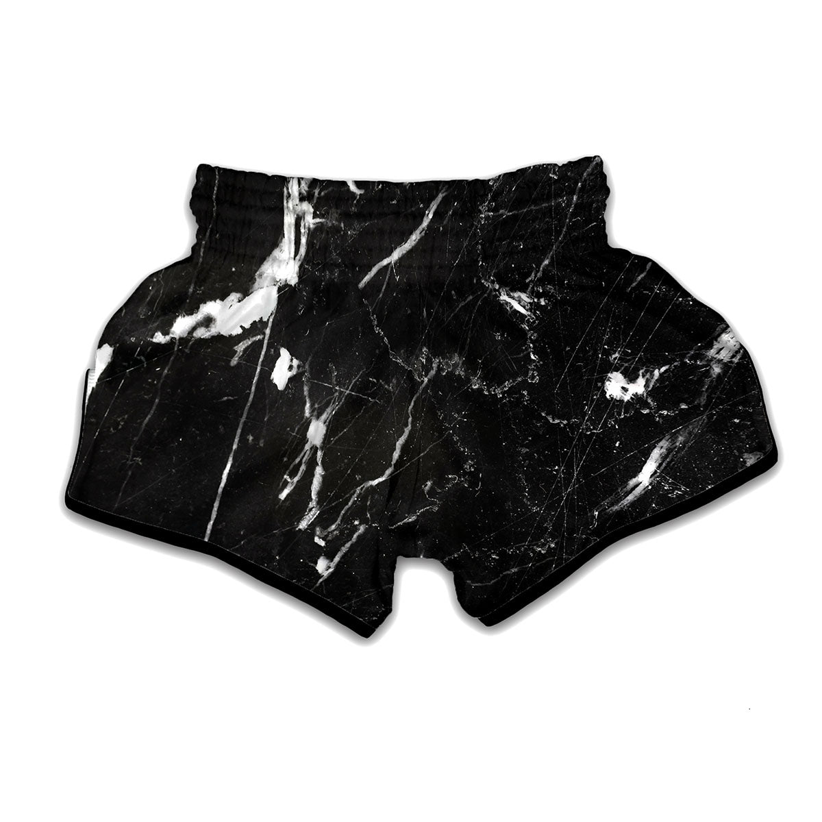 Black White Scratch Marble Print Muay Thai Boxing Shorts