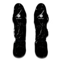 Black White Scratch Marble Print Muay Thai Shin Guards