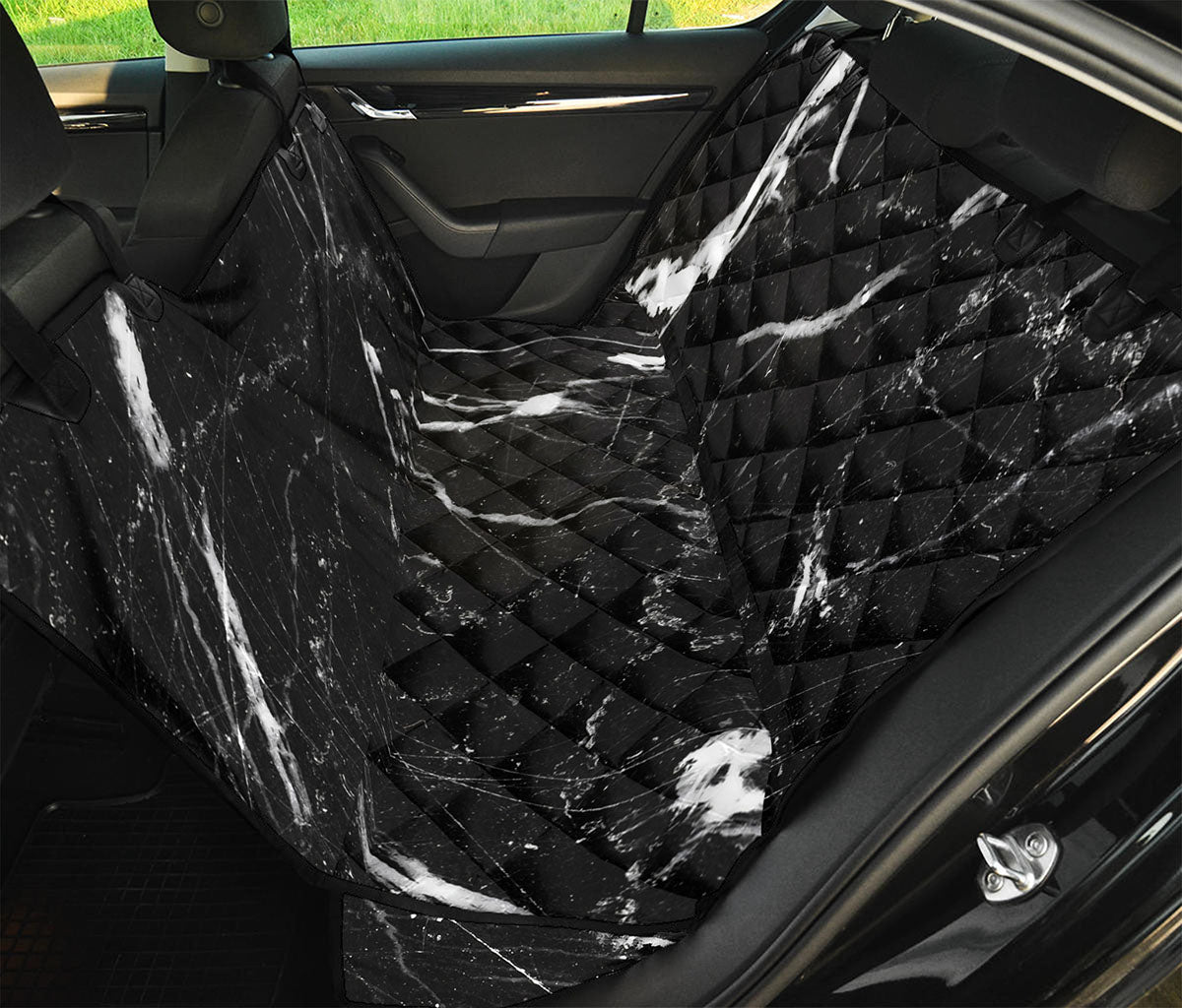 Black White Scratch Marble Print Pet Car Back Seat Cover