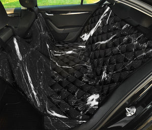 Black White Scratch Marble Print Pet Car Back Seat Cover