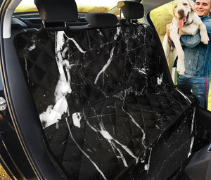 Black White Scratch Marble Print Pet Car Back Seat Cover