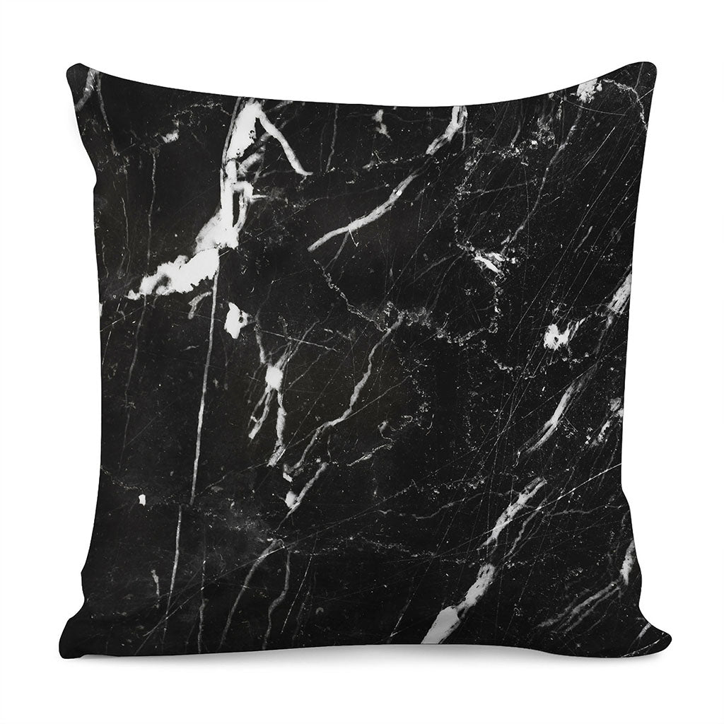 Black White Scratch Marble Print Pillow Cover