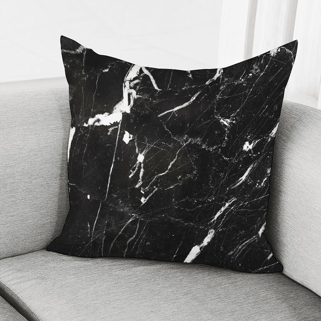 Black White Scratch Marble Print Pillow Cover