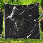 Black White Scratch Marble Print Quilt