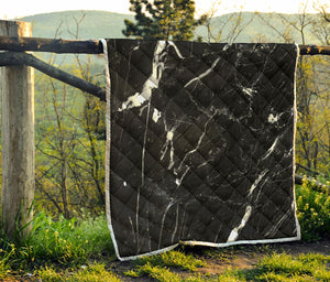 Black White Scratch Marble Print Quilt