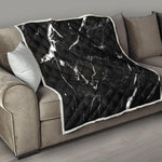 Black White Scratch Marble Print Quilt