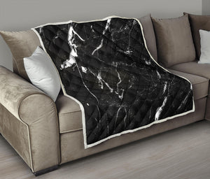 Black White Scratch Marble Print Quilt