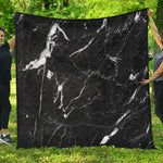 Black White Scratch Marble Print Quilt