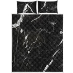 Black White Scratch Marble Print Quilt Bed Set