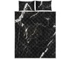 Black White Scratch Marble Print Quilt Bed Set