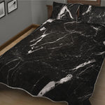 Black White Scratch Marble Print Quilt Bed Set