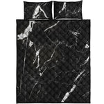 Black White Scratch Marble Print Quilt Bed Set