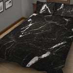 Black White Scratch Marble Print Quilt Bed Set