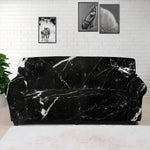 Black White Scratch Marble Print Sofa Cover
