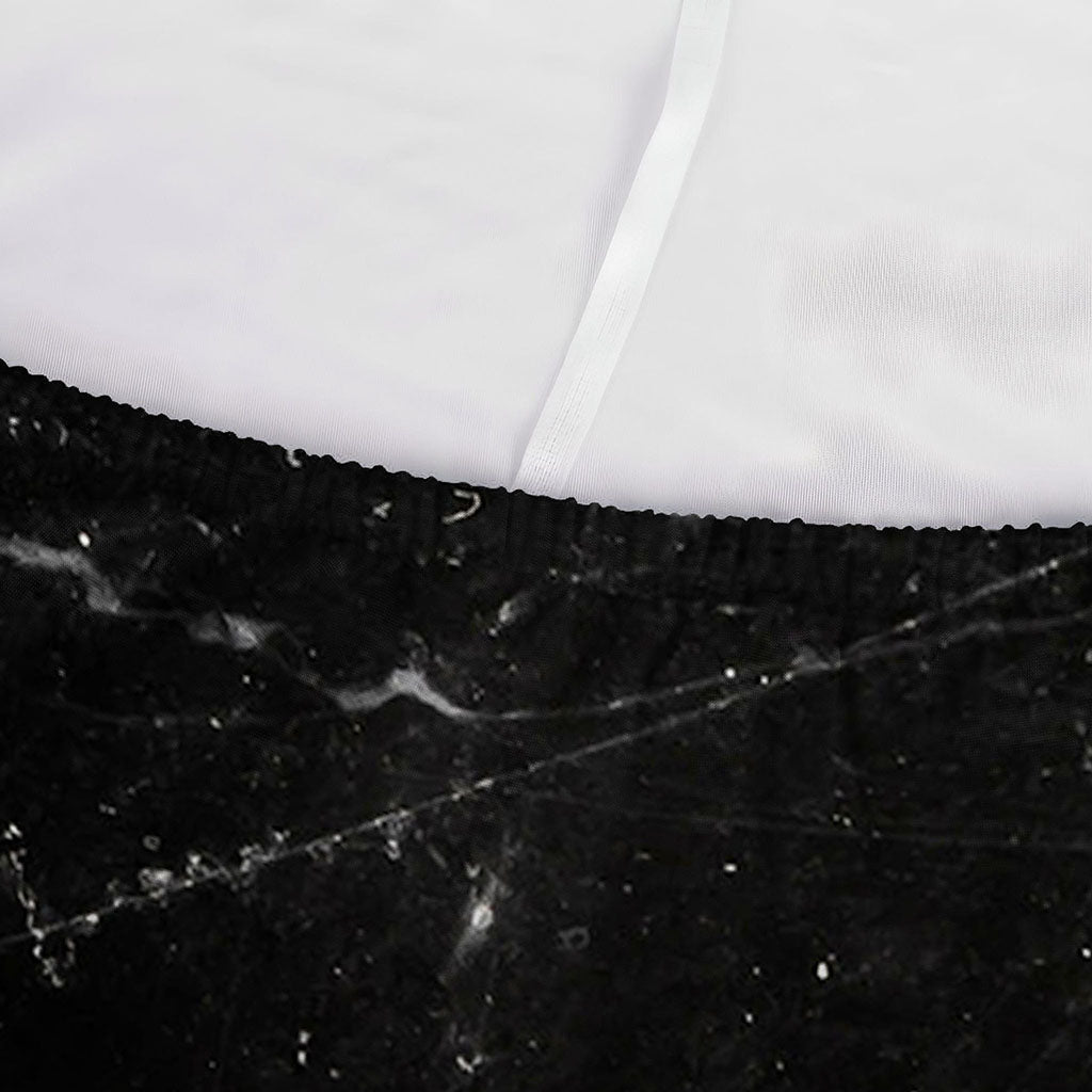 Black White Scratch Marble Print Sofa Cover