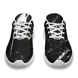 Black White Scratch Marble Print Sport Shoes GearFrost