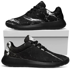 Black White Scratch Marble Print Sport Shoes GearFrost