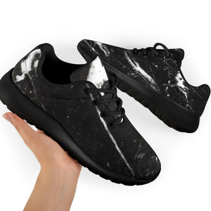 Black White Scratch Marble Print Sport Shoes GearFrost