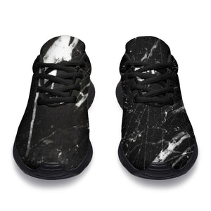 Black White Scratch Marble Print Sport Shoes GearFrost