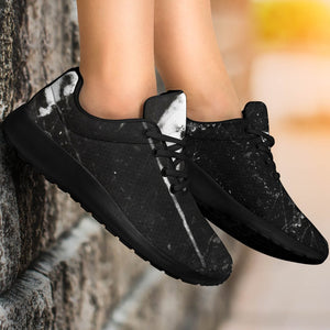 Black White Scratch Marble Print Sport Shoes GearFrost