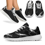 Black White Scratch Marble Print Sport Shoes GearFrost