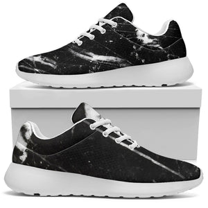 Black White Scratch Marble Print Sport Shoes GearFrost