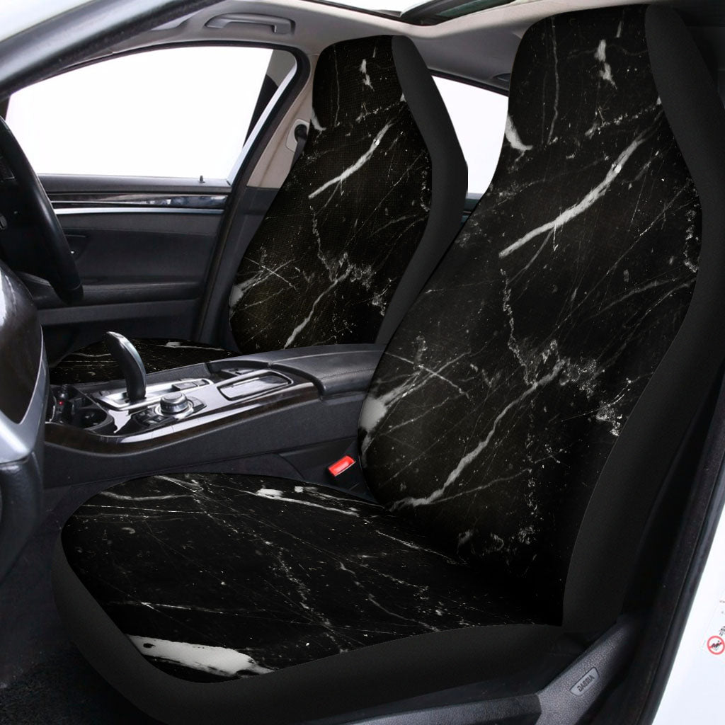 Black White Scratch Marble Print Universal Fit Car Seat Covers