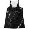 Black White Scratch Marble Print Women's Racerback Tank Top