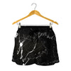 Black White Scratch Marble Print Women's Shorts