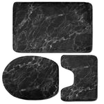 Black White Smoke Marble Print 3 Piece Bath Mat Set